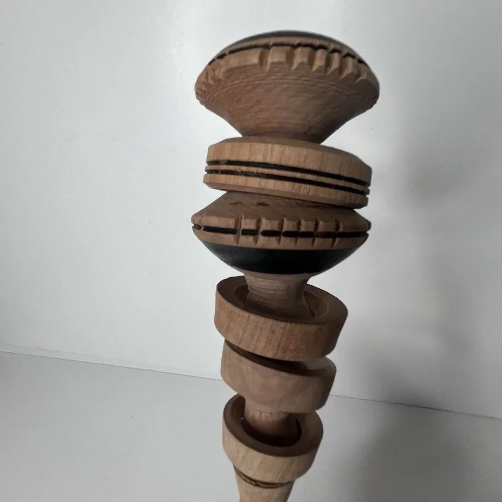 Vintage Molinillo Hand Carved Wooden Mexican Chocolate Whisk Mexico Folk Art